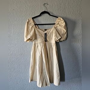 Papermoon Cream Puff Sleeve Square Neck Mini Dress Size Small